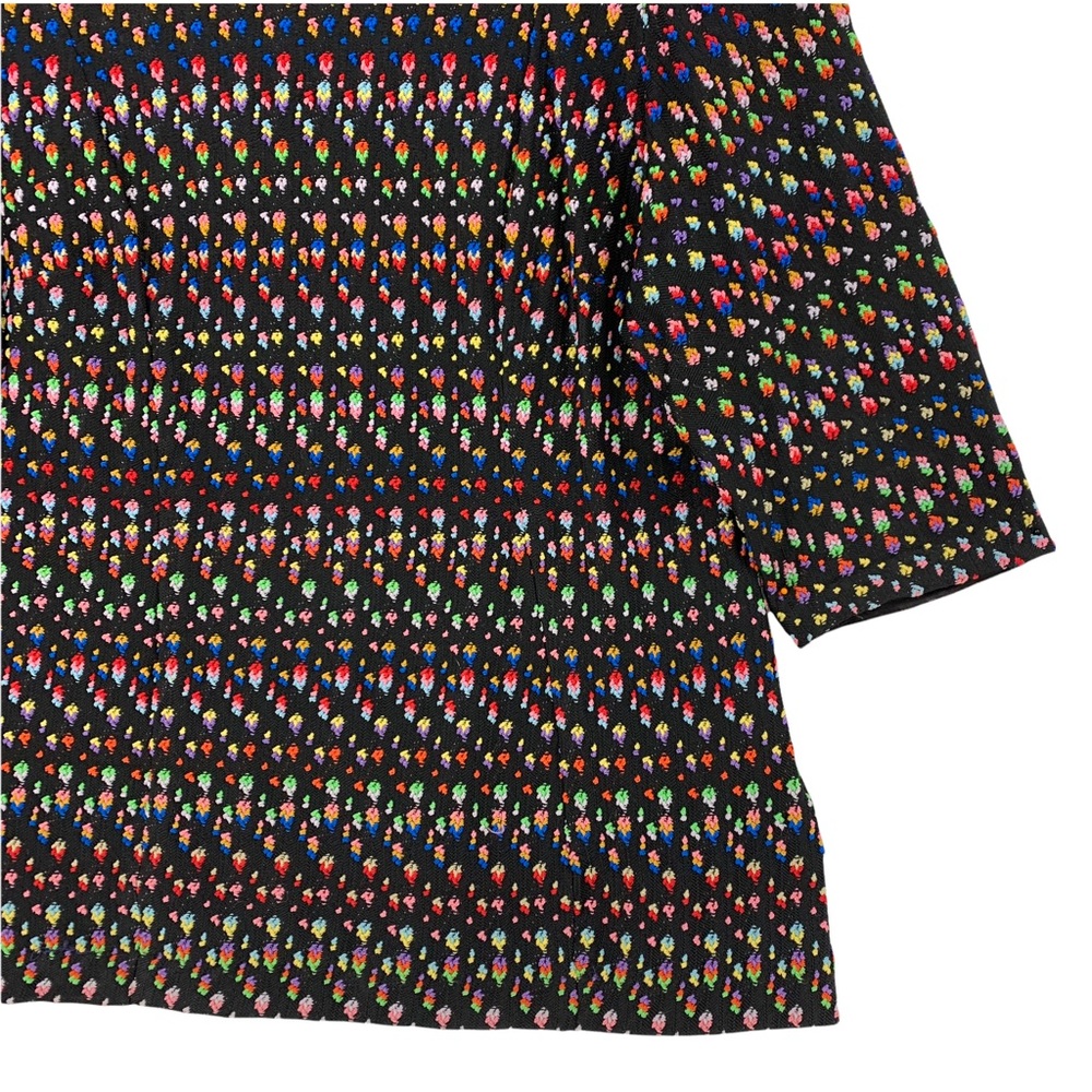 Vintage Handmade Black Zipper Back Shirt with Rainbow Colors Detailing - Picture 4 of 8